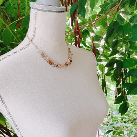 Signed Avon Gold Tone Plastic Bead Cluster Necklace Earrings Set Y2K Jewelry - Picture 6 of 11